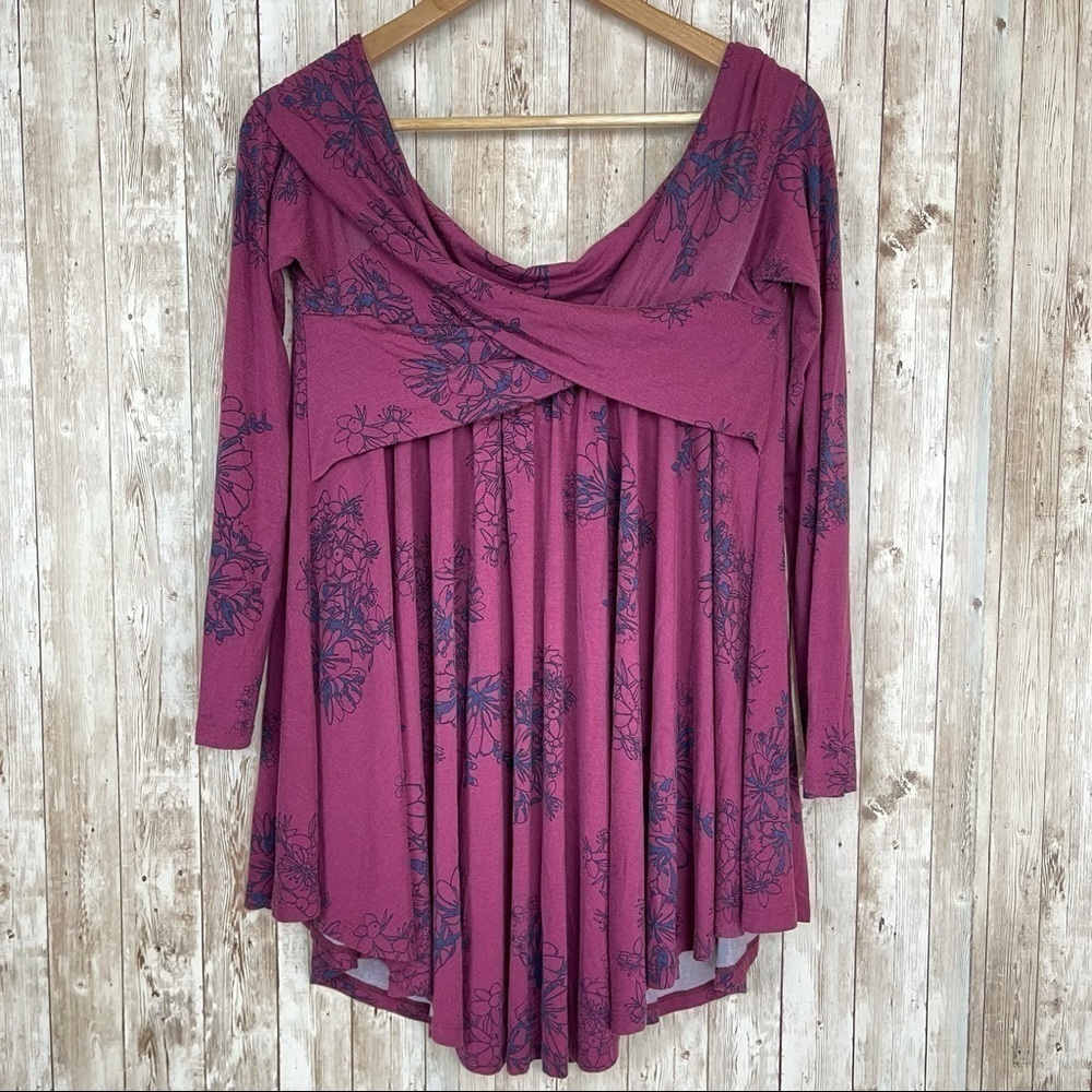 Free People Long Sleeve Floral Print Top Size Small Women
